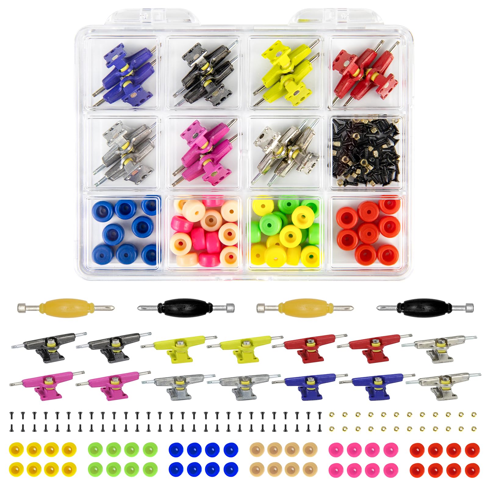 Amazon.com: DisplayMore 14Pcs Multicolour Trucks 48Pcs Wheels